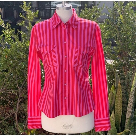 Cacharel Shirt Stripe Red Pink - Picture 9 of 9